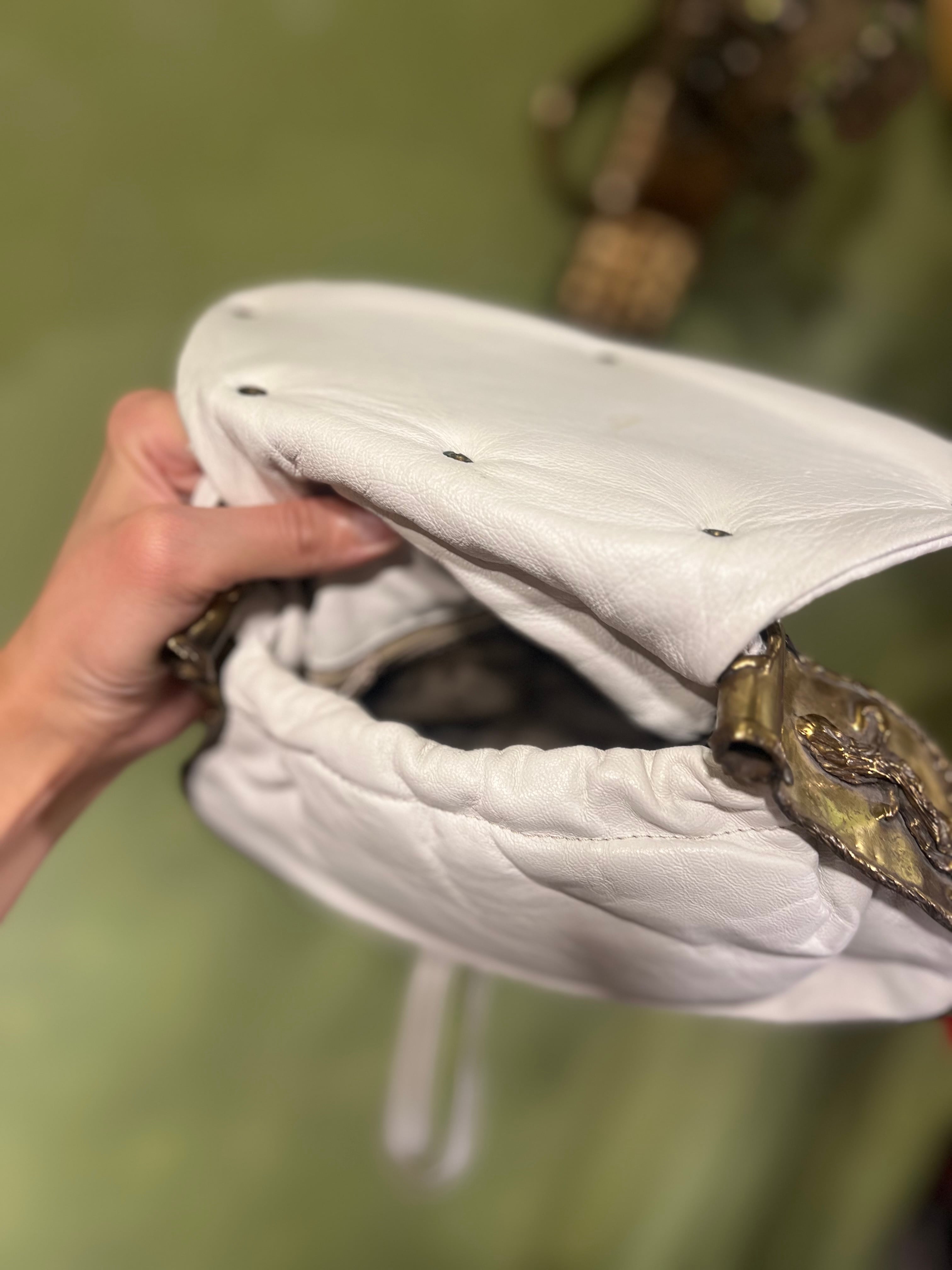 70s Mexican white leather × brass bag ( ヴィンテージ メキシカン