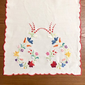 小花リースのカロチャ刺繍