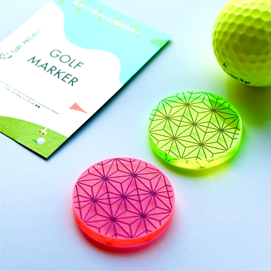 TURF PROJECT 蛍光ゴルフマーカー［麻の葉］2色セット