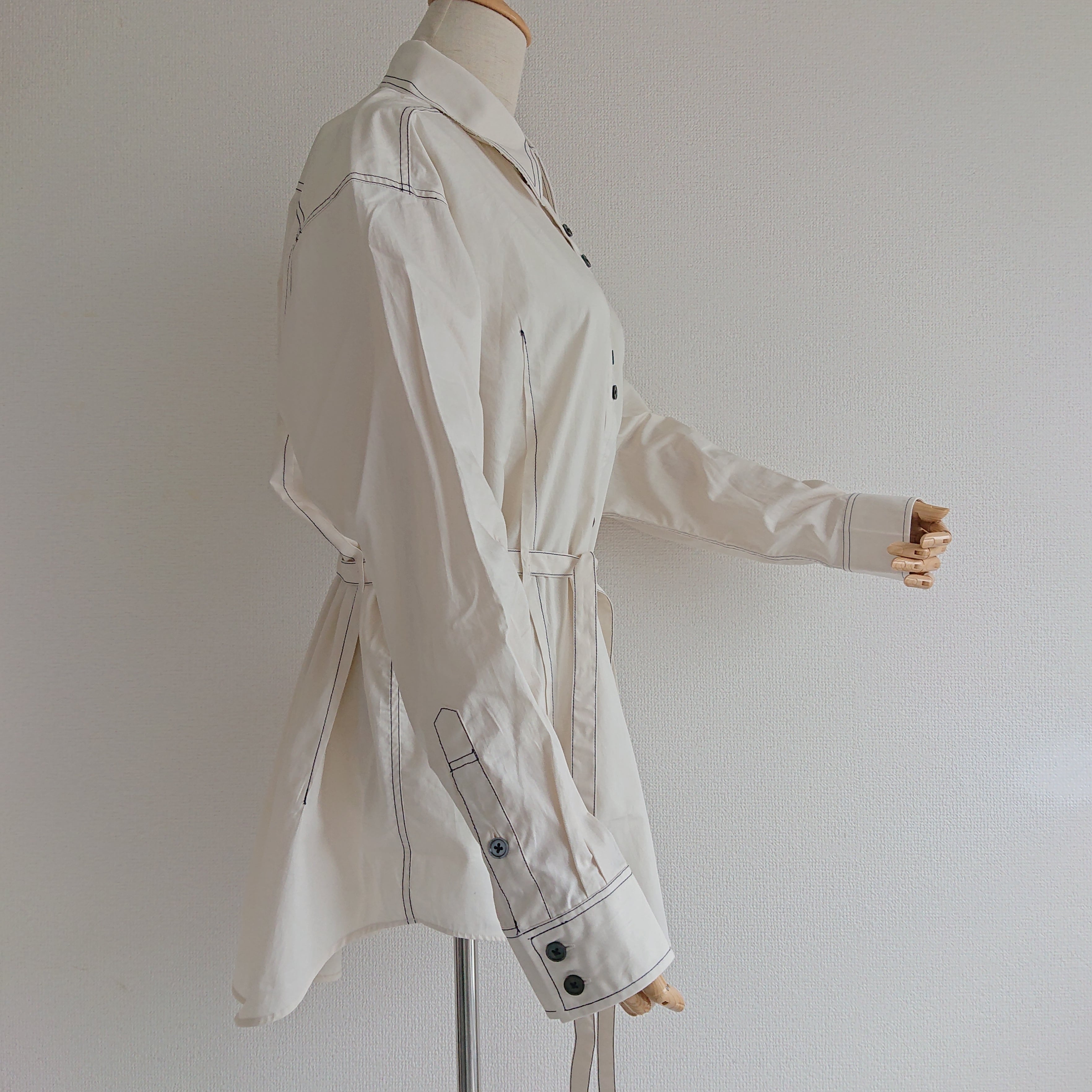 【HARUKI SHIMAMURA】WAIST TIE SHIRT (white)