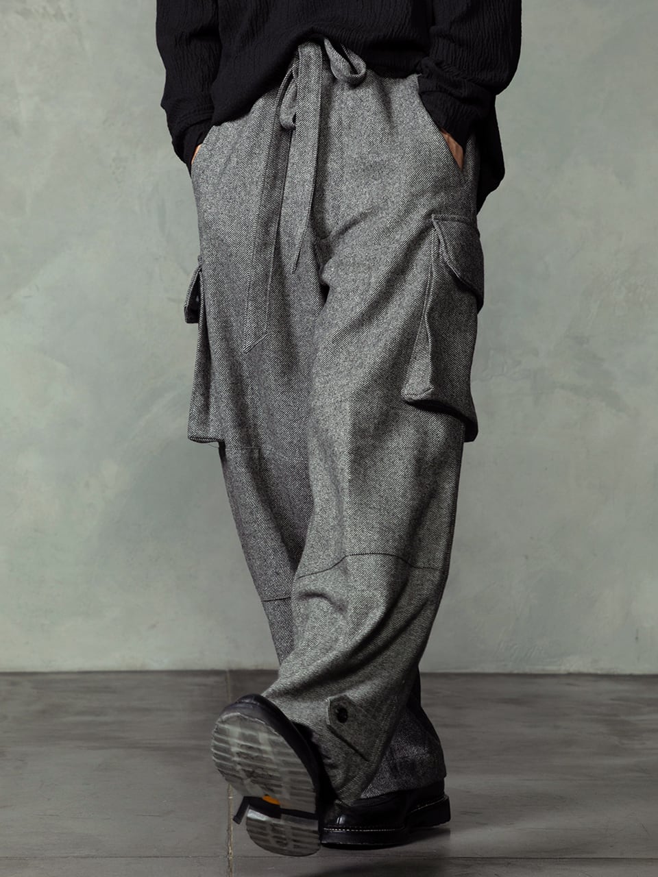 EGO TRIPPING (エゴトリッピング) M47 WOOL TROUSERS ウールカーゴパンツ / BLACK 626754-03