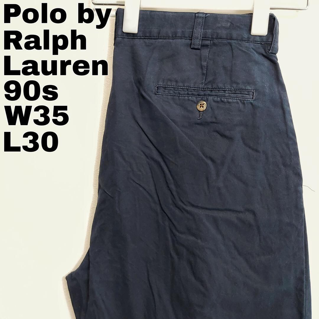 ポロバイ ラルフローレン W35 チノパン 古着 90s USA 紺 20934 ポロバイ ラルフローレン W35 ポロチノ チノパン 古着 90s 19044