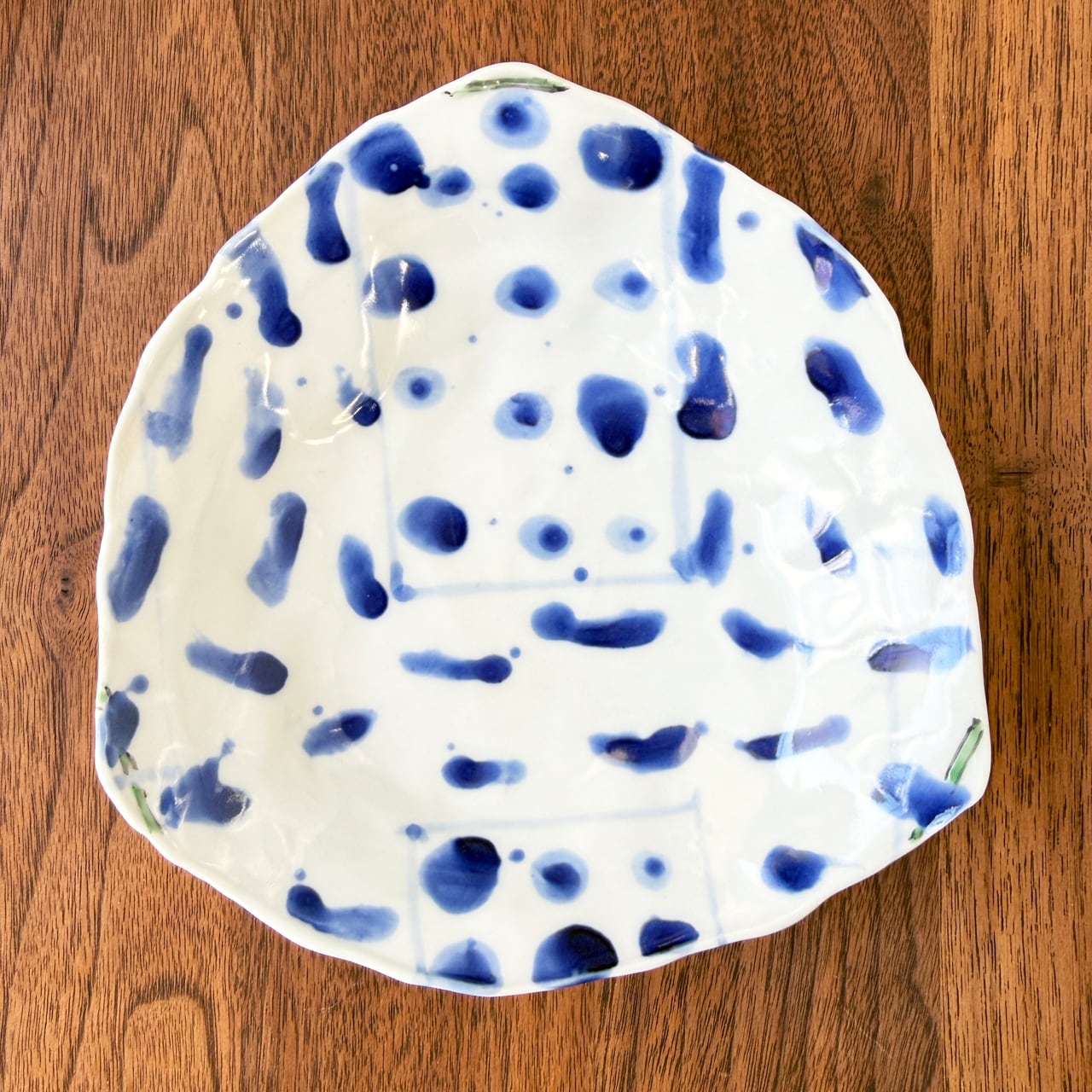 松尾貞一郎 ｜ 三角皿 約14cm（No,1 染付紋 No,2 丸紋 NO,3 染付唐草紋