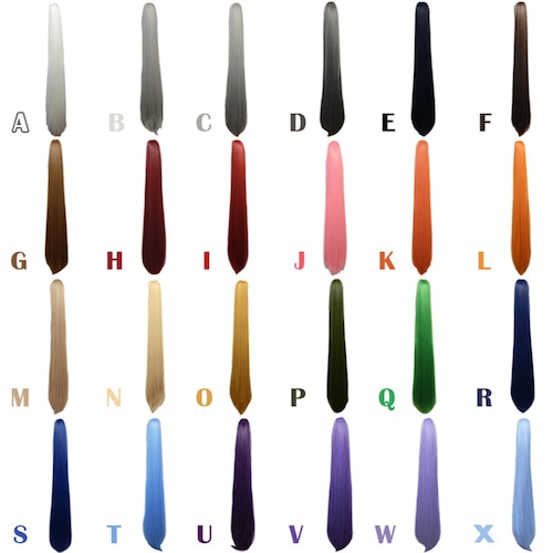 コスプレ耐熱ウィッグ 汎用カラー カラフル 90cm バンス ★48色展開で適応力抜群のバンスです!クリップ付きなので好きな位置に簡単装着!ウマ娘コスのしっぽにもご使用頂けます! ★受注品★