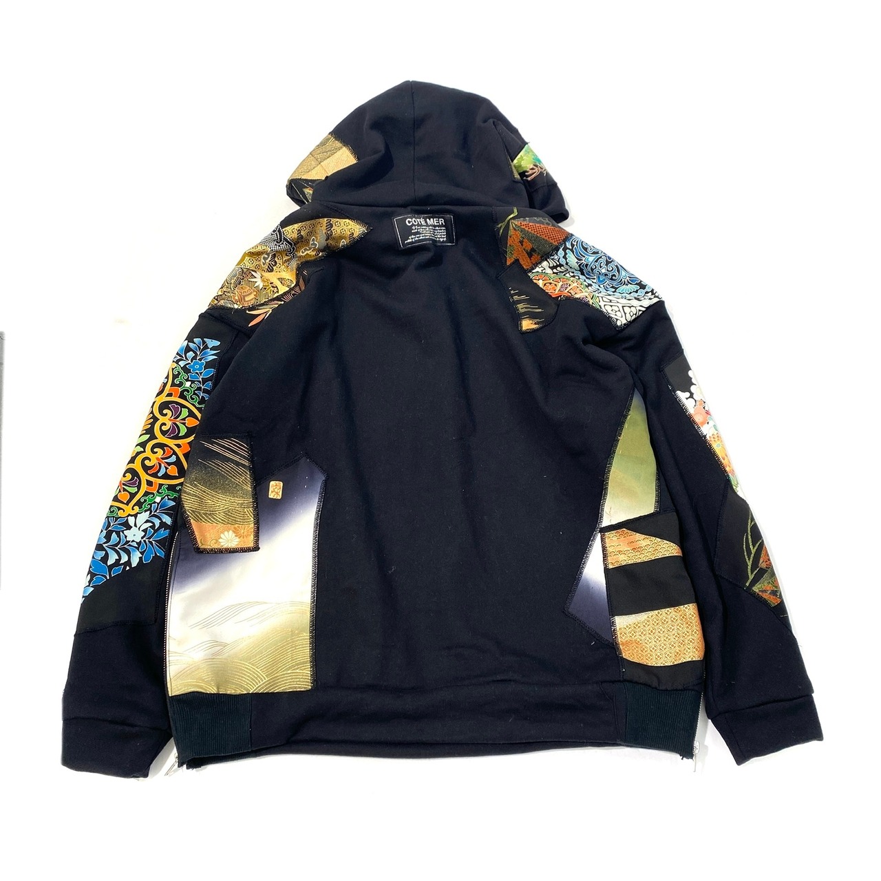 【hoodi24】 Remake Hoodie black × kimono