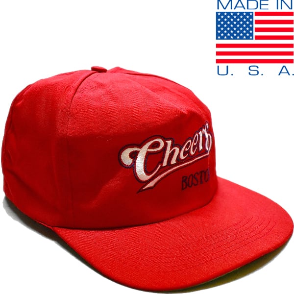 1点物◇USA製Cheersレストラン赤ツバ裏緑スナップバックキャップ古着 