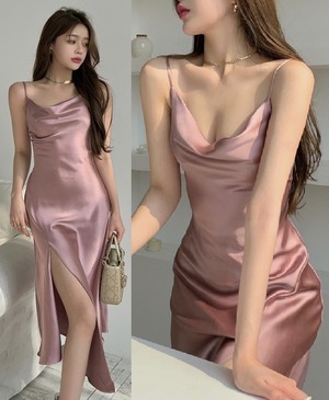 ★送料無料★7号(S)☆スリット入スレンダーキャミワンピース(OPN2079)