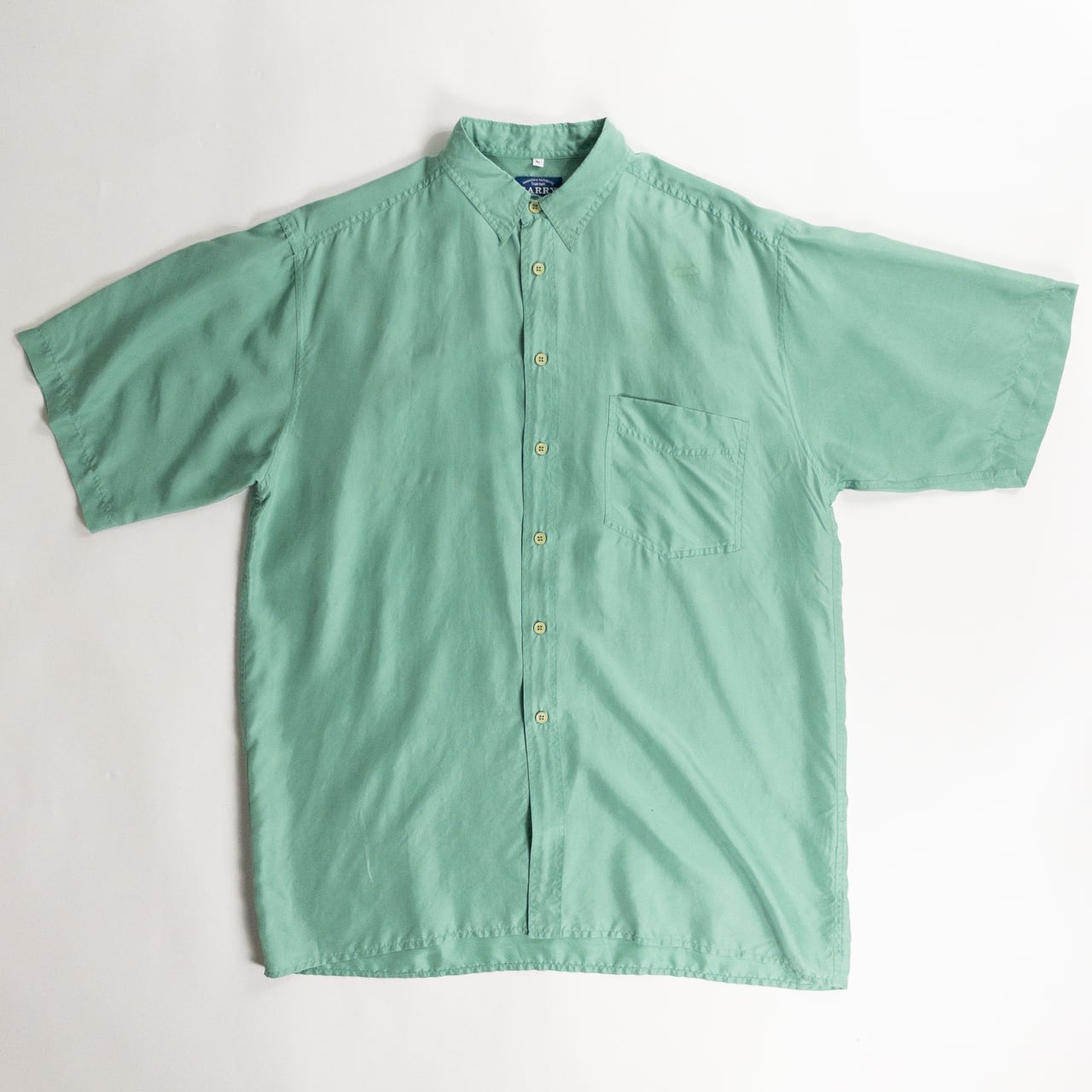 1990s "GARRY" Mint Green Silk S/S Shirt