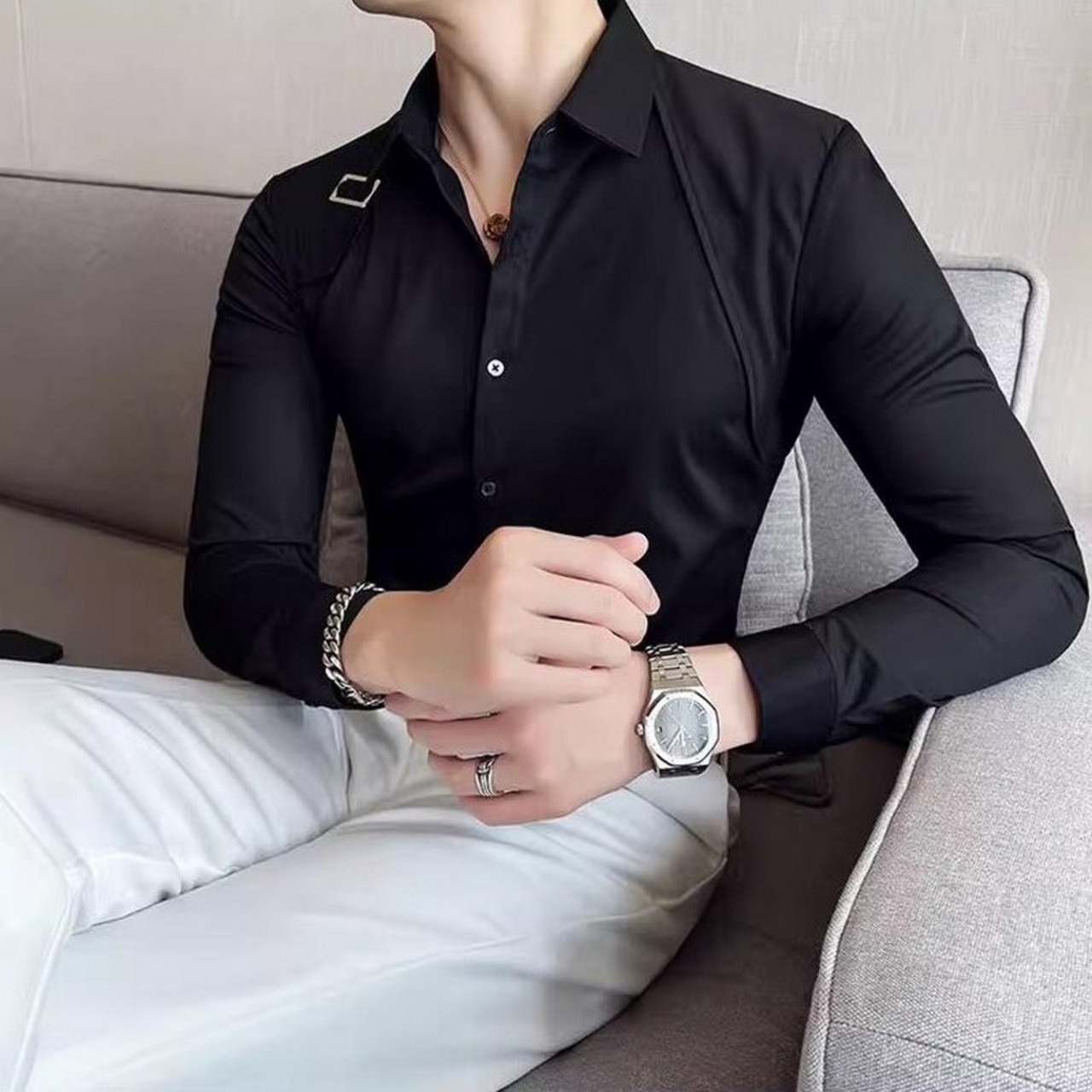 straight white shirt 00089