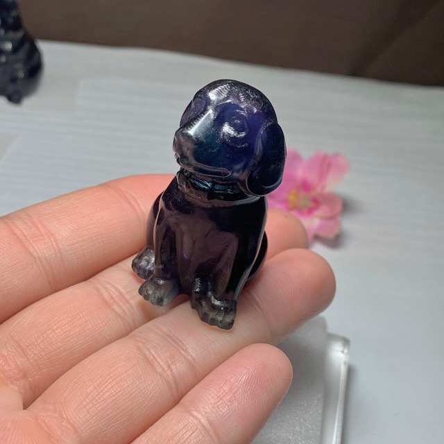 送料込み☆11.フローライト犬・インテリア