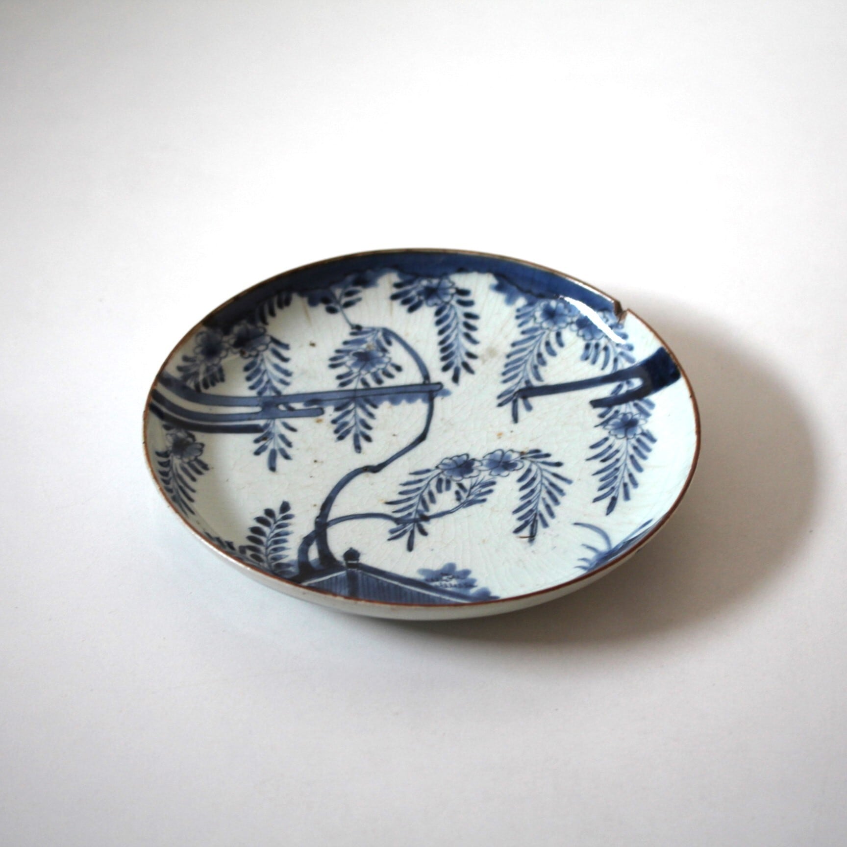 古伊万里染付枝垂桜文皿 d21.7cm Imari Blue and White Dish, Design