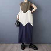 流線 配色 ロングワンピース  30249