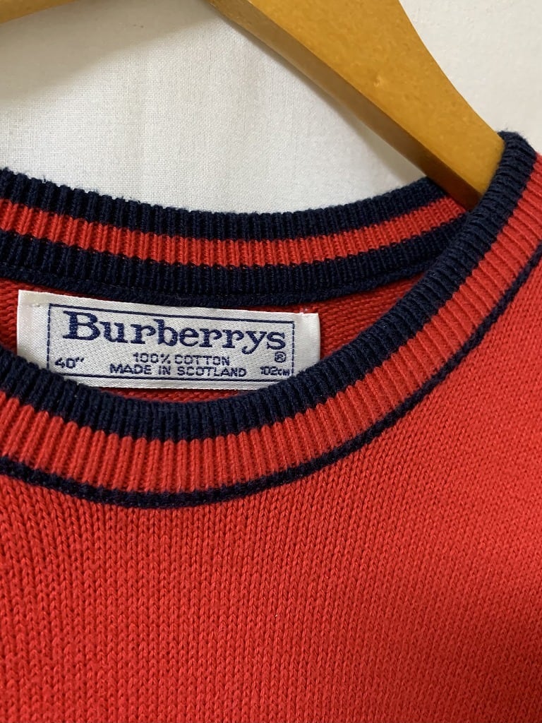 1980~90's Embroidery Design Crew Neck Spring Sweater "Burberrys"