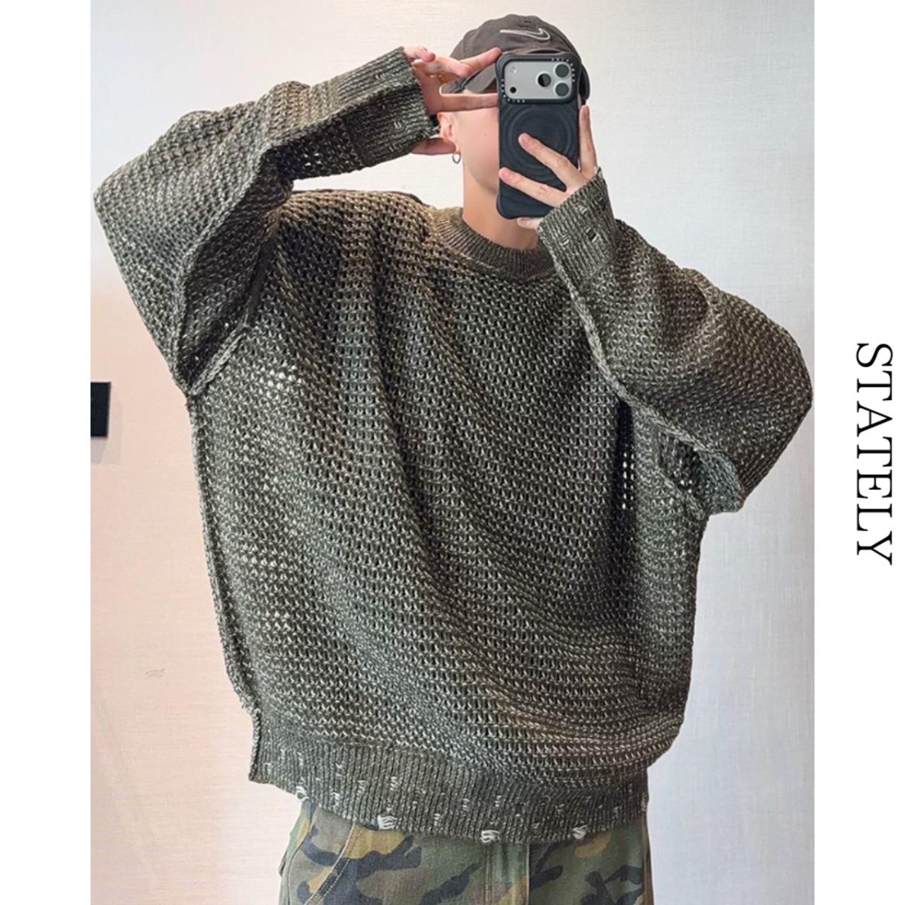 Distressed Mesh オーバーニット_T02・画像6