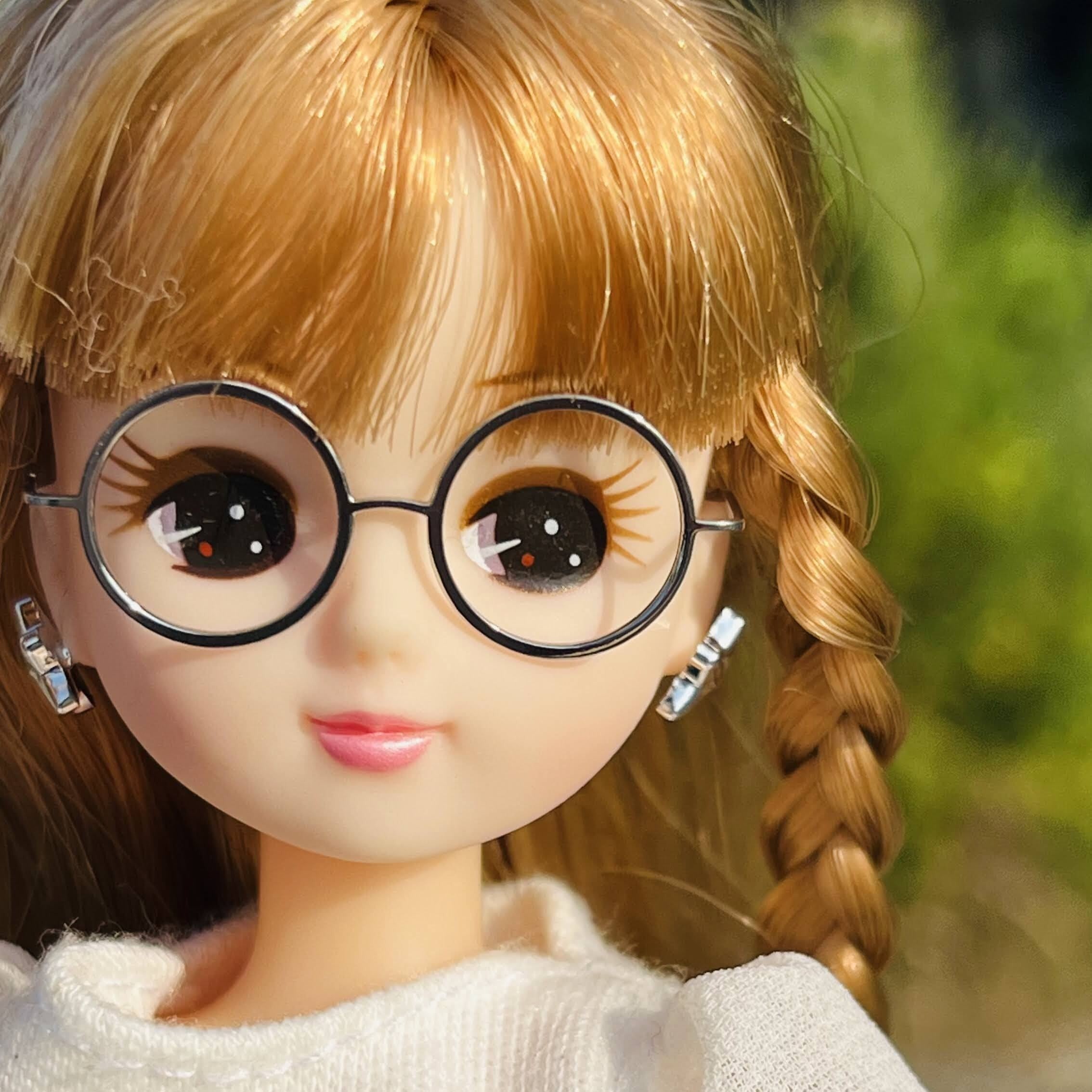 ラウンドタイプ 丸形 / ポリッシュ仕上げ】チタン製 ドール用メガネ