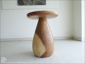 無垢材 マッシュルームスツールH51cm イス 椅子 ベンチ 花台 木製スツール 飾り台 ナチュラル モンキーポッド 18kg