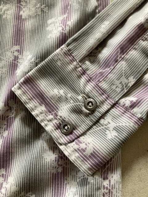 グレー×パープルM：00s patagonia パタゴニア 長袖 フラワー デザイン