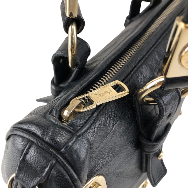 Yves Saint Laurent イヴ・サンローラン トートバッグ ブラック レザー 金具 vintage ヴィンテージ オールド 3tiyps