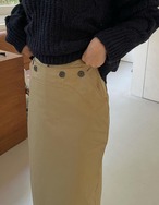 【SALE】Double-Botton Cotton Skirt_Beige