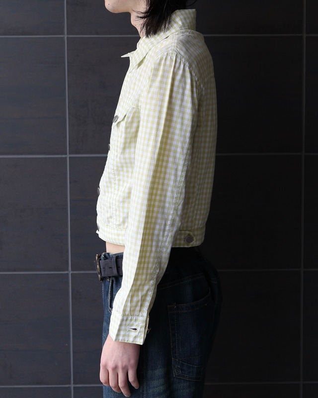 Gingham check short-length shirt blouson
