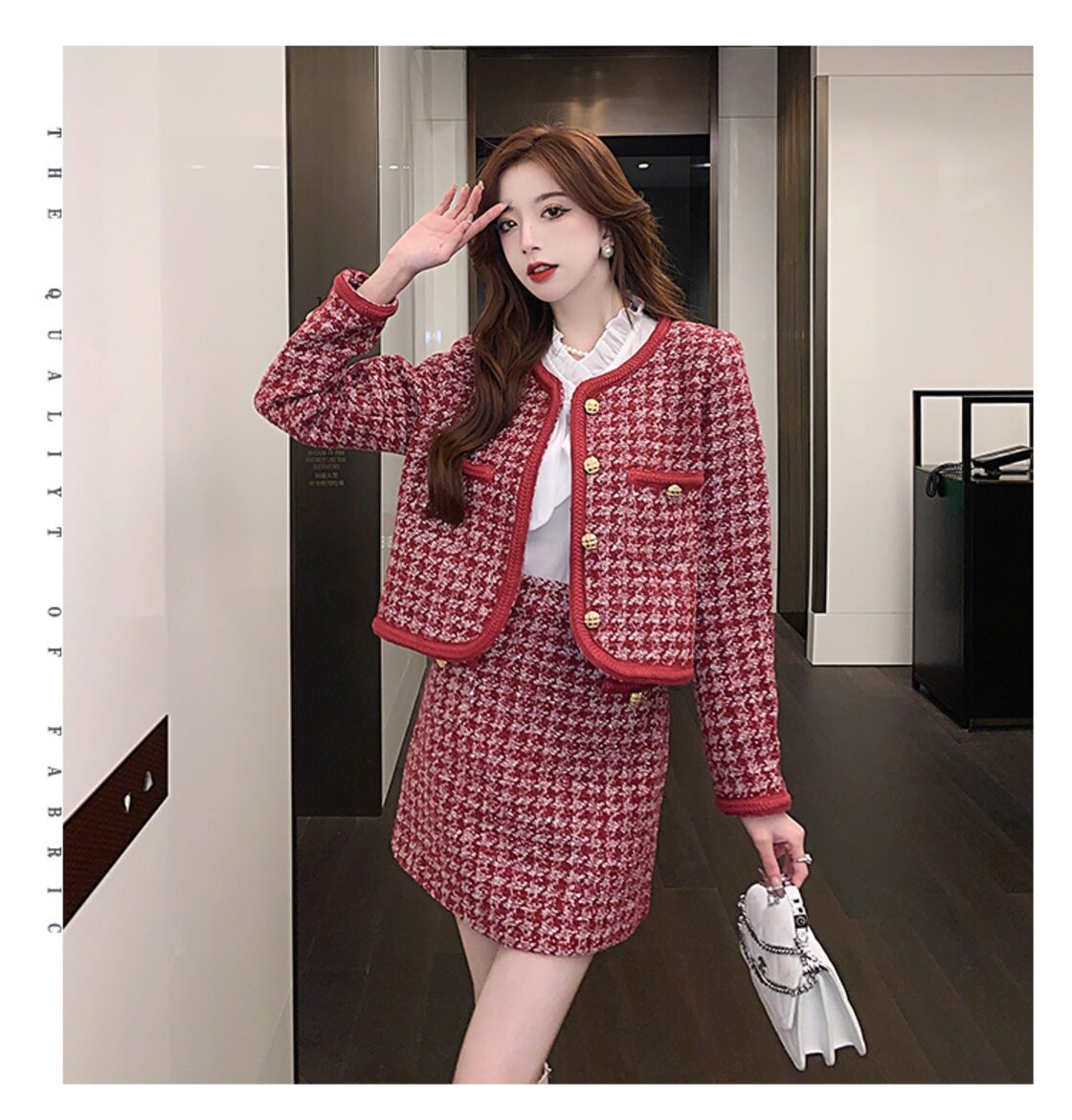 小さなフレグランス ツイード 2 点セット女性服ジャケット コート 