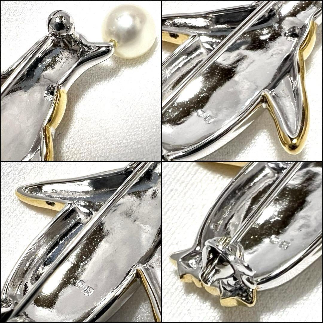 【新品同様】ミキモト　パール　ブローチ　シルバー　コサージュ 希少】ミキモト ブローチ コサージュ パール シルバー ペンギン