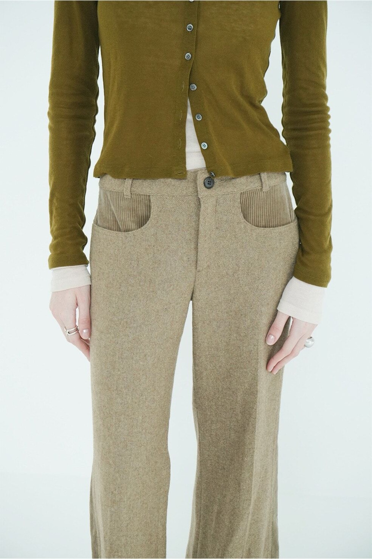 CLANE CORDUROY PANEL MELANGE PANTS