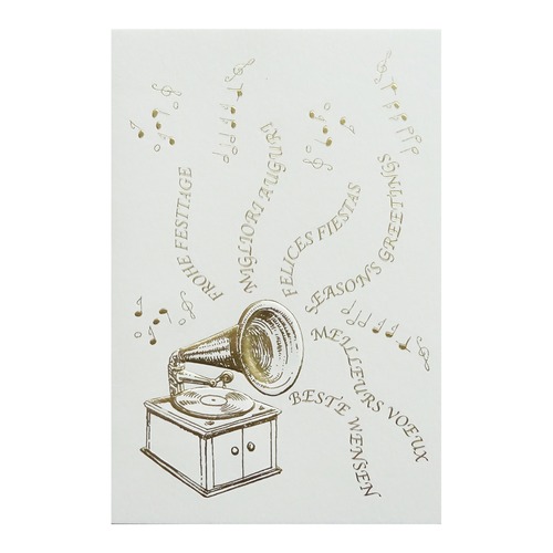 クリスマスカード ベルギー製 [FIRST CARDS] 銅版印刷 2669 蓄音機