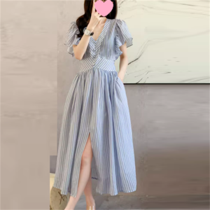 【送料無料】 ワンピース ロングワンピ マキシワンピ ロング マキシ 袖あり 半袖 フレア袖 フレアスリーブ Vネック Aライン フレア 厚手生地 可愛い 大人可愛い きれいめ シンプル カジュアル コンサバ 華やか 大人 おしゃれ お洒落 こなれ感 ラフ ストライプ柄 しましま 夏 20代 30代 40代 レディース 女性 マタニティ ママ服 デート お出かけ 女子会 お呼ばれ 休日 お茶会 授業参観 着回し オルチャン 韓国系 ファッション スタイル 体型カバー プチプラ 着痩せ インスタ映え