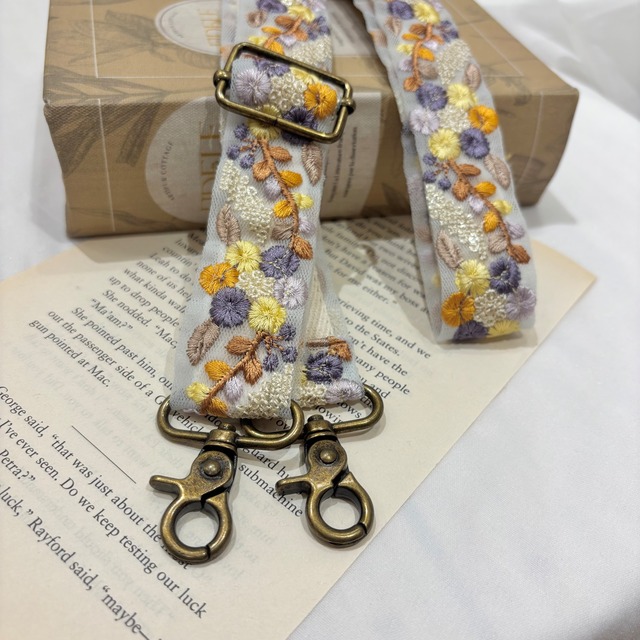 【長さ調整可能！】インド刺繍リボン ショルダー(A71-10)⑤
