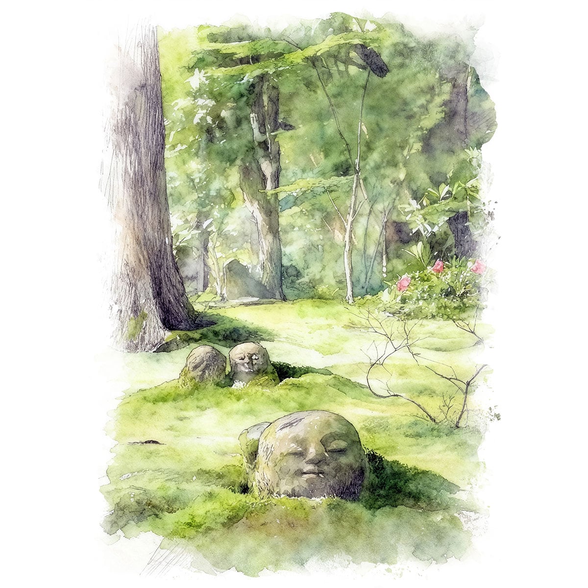 絵画(風景画) 日本 京都府 三千院 インテリアアート額付き 水彩画・油絵調 WAT1178