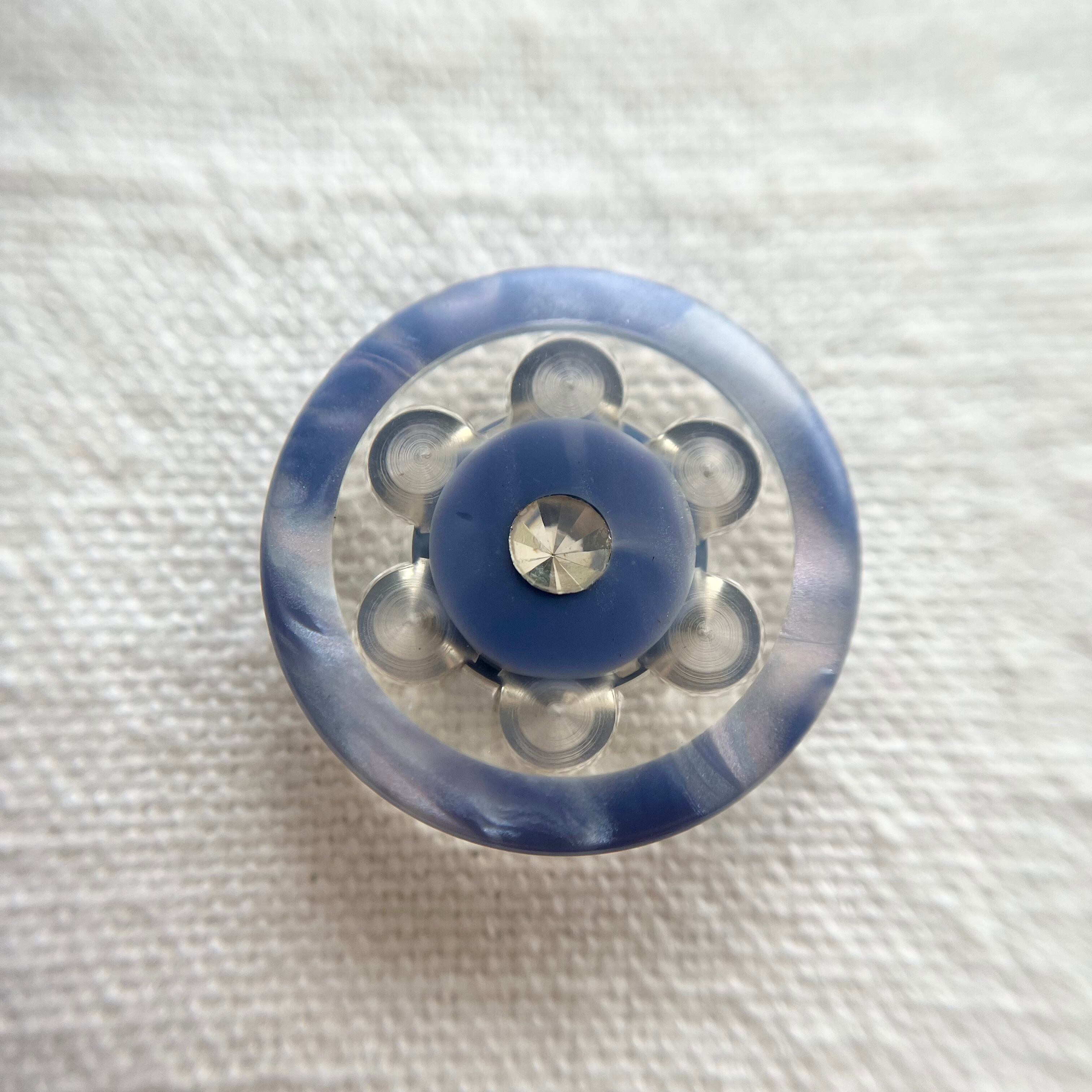 1粒ラインストーン×偏光ブルーフラワー 23㎜