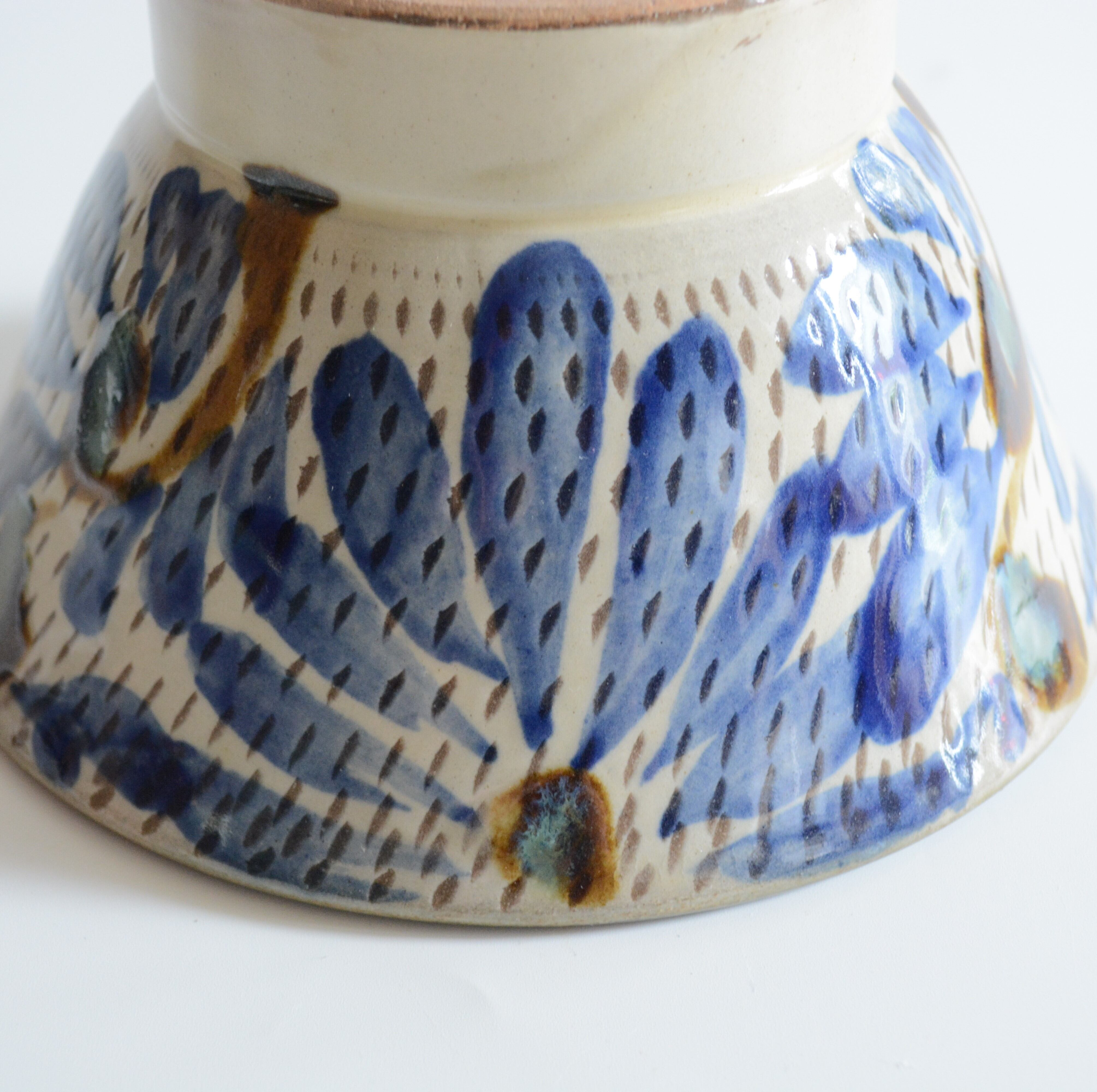 【やちむん 幸陶器】筆唐草 (ふでからくさ) × 飛びカンナ 5寸マカイ