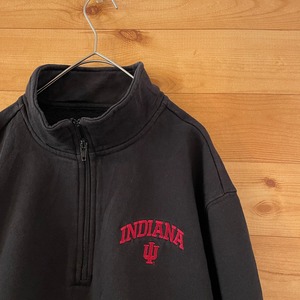 【SPORT-TEK】カレッジ インディアナ大学 ハーフジップ スウェット トレーナー Indiana University system 刺繍ロゴ L US古着