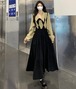新品 大きいサイズ 秋冬 韓国 黒 ロング ワンピース ベスト風 シャツ