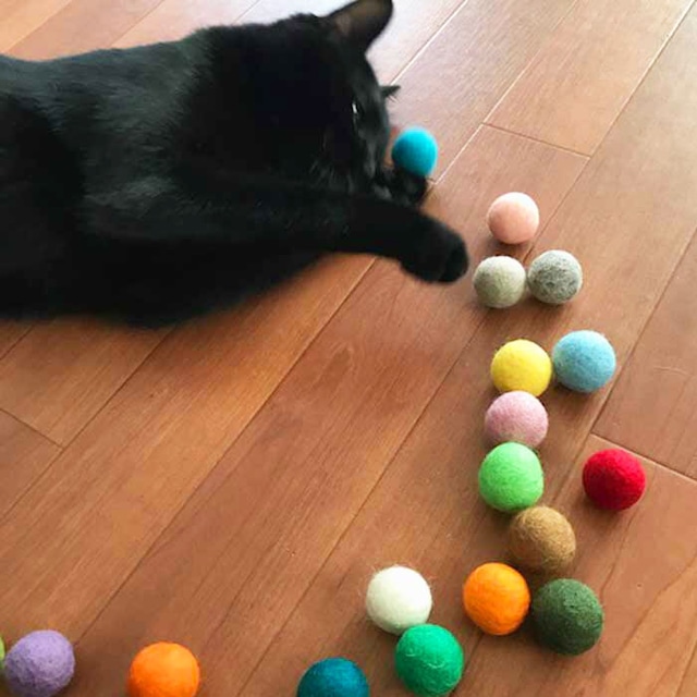 猫のおもちゃ 猫用フェルトボール Mサイズ 単品 スモーキーパステル Wool Balls cat toy