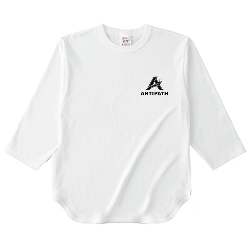 【ワンポイント刺繍風ロゴ】ARTIPATH クリエイターズ 3/4スリーブTシャツ（ホワイト）