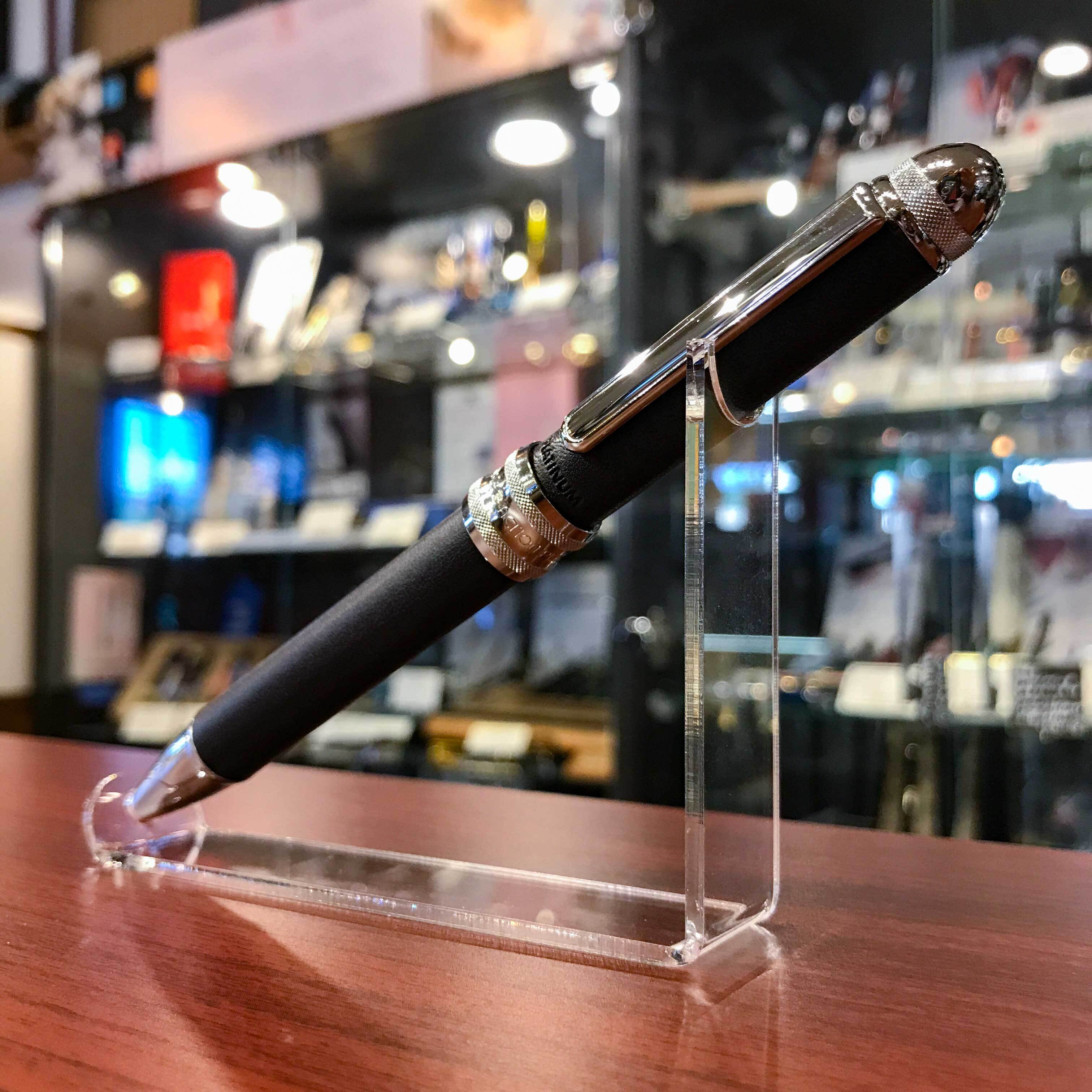 廃盤品 プラチナ万年筆 多機能ペン ダブル3アクション 牛ヌメ本革巻 ブルー Pen Shop Imai