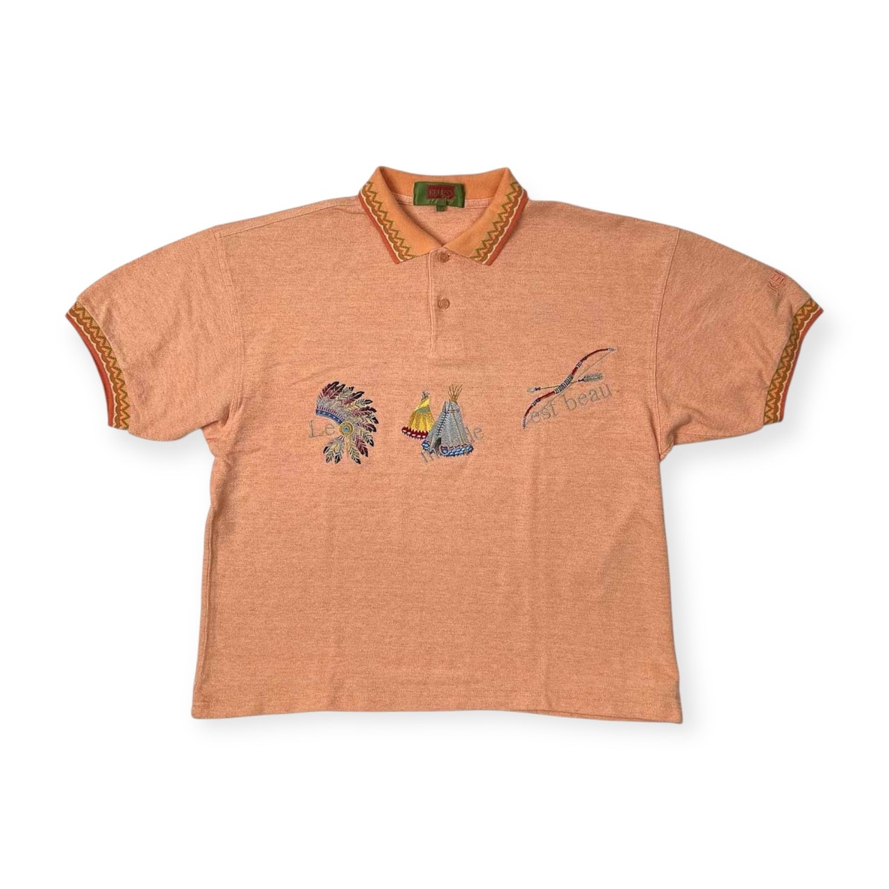 KENZO ケンゾー ゴルフ インディアン刺繍 半袖 ポロシャツ サイズ 3 /サーモンピンク/ビンテージ