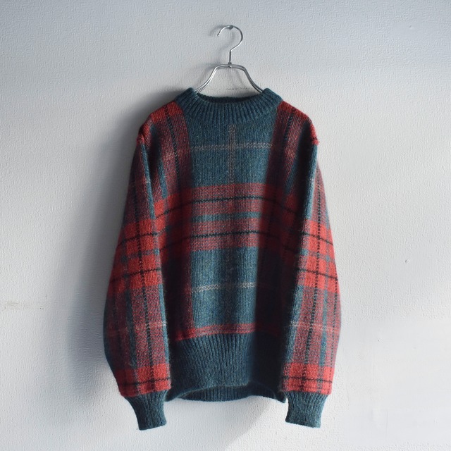 "MISSONI" Made In ITALY Check Pattern Mohair Wool Sweater