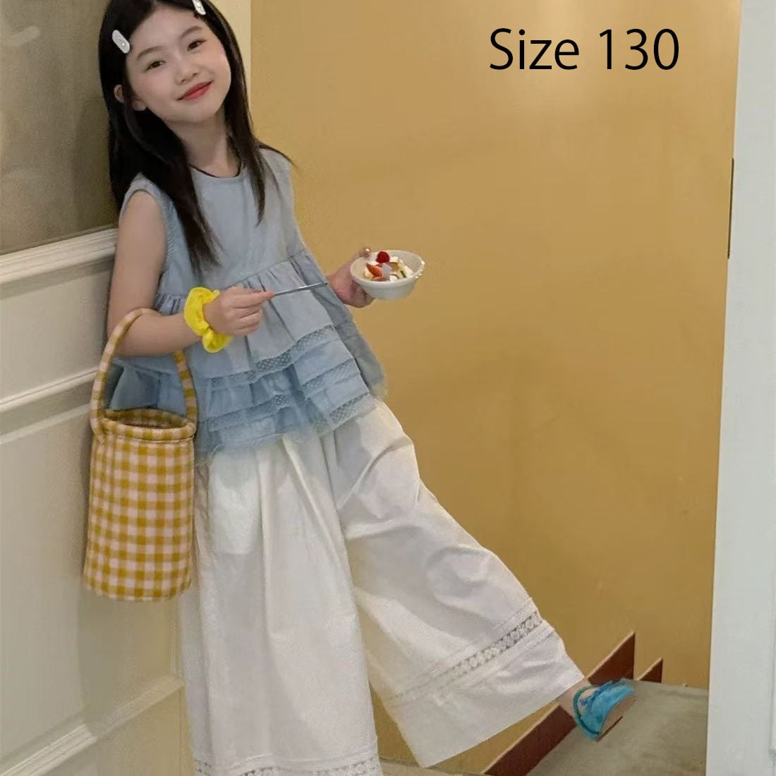 【即納商品】アイスブルーブラウスのセットアップ