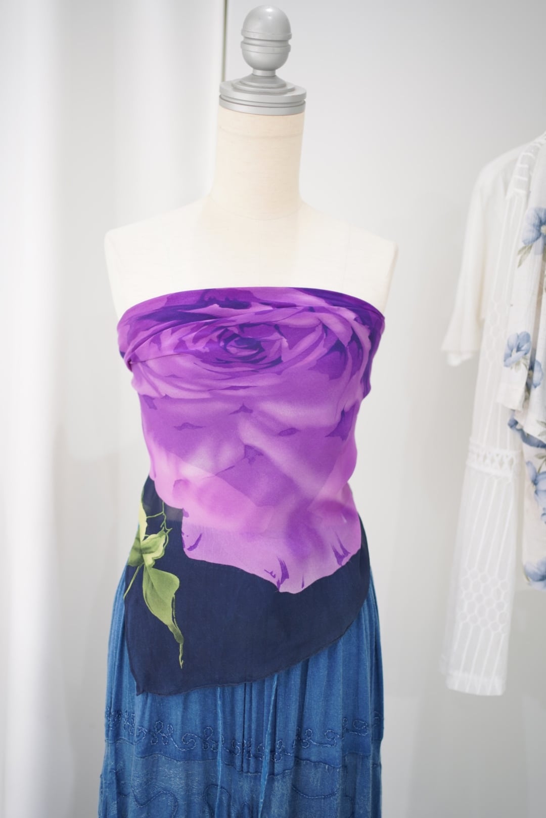 rose print silk scarf