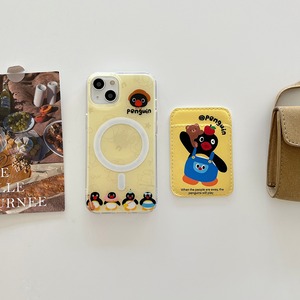 【MagSafe対応】iPhoneケース マグネットカード収納ケース付き iPhone15 15Pro 15ProMaxケース ペンギンデザイン かわいい iphone14 13 12 pro maxケース スタイリッシュ アクセサリー アイフォンケース 大人 オシャレ♪
