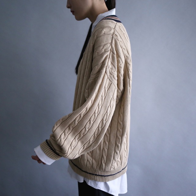 brown beige cable knit children sweater