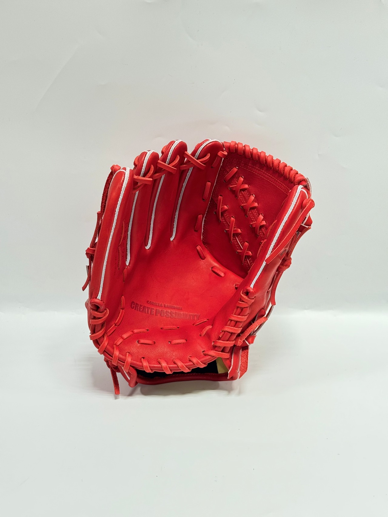 ごりら印の野球道具　限定硬式グラブ　高校野球対応　SKRｰ20型　左投げ用　レッドオレンジ×レッドオレンジ・画像7