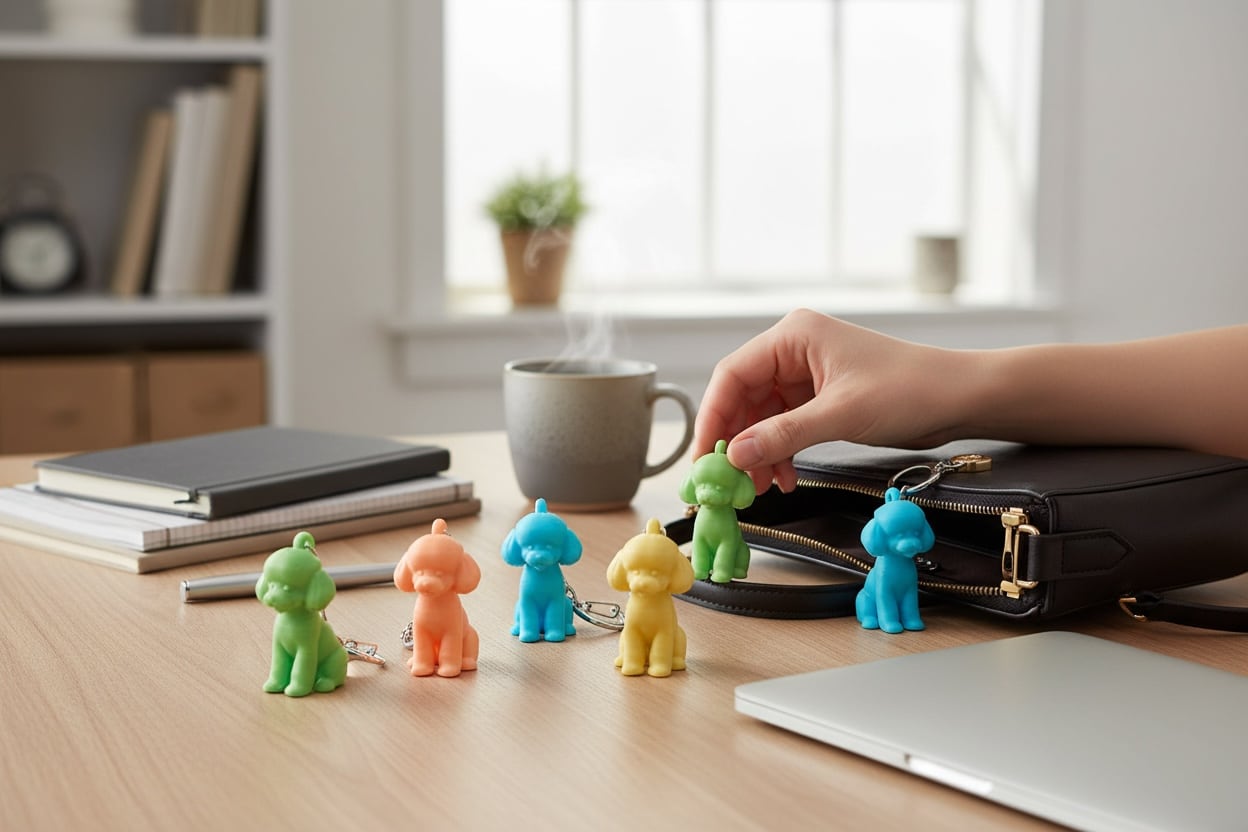 トイプードル mini3D蓄光（夜光）キーホルダー カラー5種類 蓄光樹脂