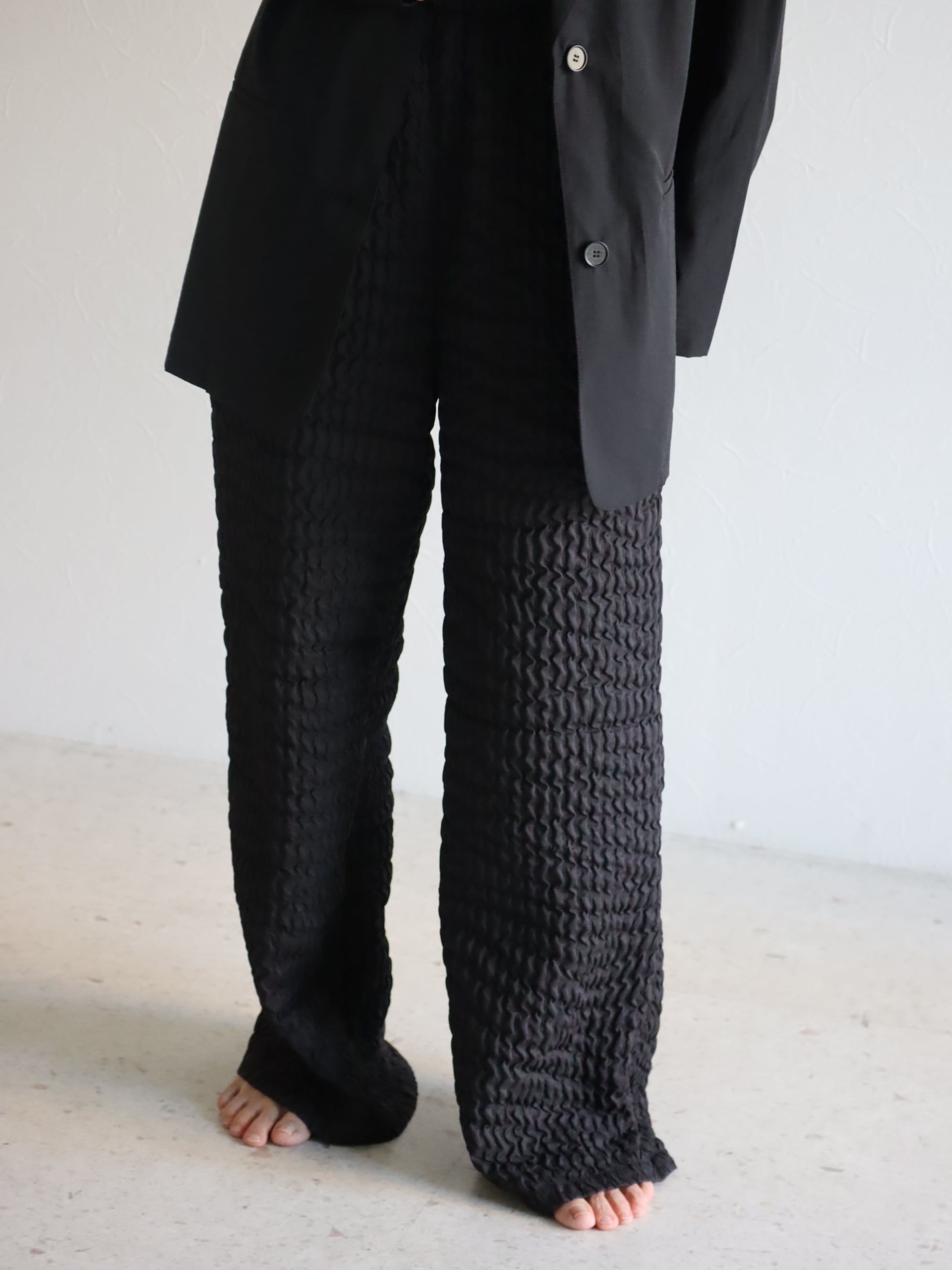 FUKURE jacquard relax pants(black)