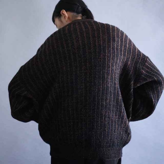 leather taping line and loose silhouette mock neck sweater