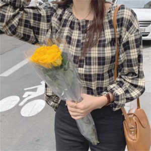 【送料無料】 トップス ブラウス 袖あり 長袖 ラウンドネック プルオーバー ボタン かわいい 大人可愛い 大人女子 こなれ感 シンプル カジュアル 大人 上品 おしゃれ お洒落 ラフ コンサバ フェミニン ガーリー チェック柄 格子柄 グレンチェック 秋 30代 40代 レディース 女性用 ママ デート お出かけ お茶会 女子会 休日 演奏会 授業参観 着回し プチプライス デイリーユース 普段使い オルチャン 韓国 ファッション 定番アイテム 着痩せ   インスタ映え ベージュ 秋カラー