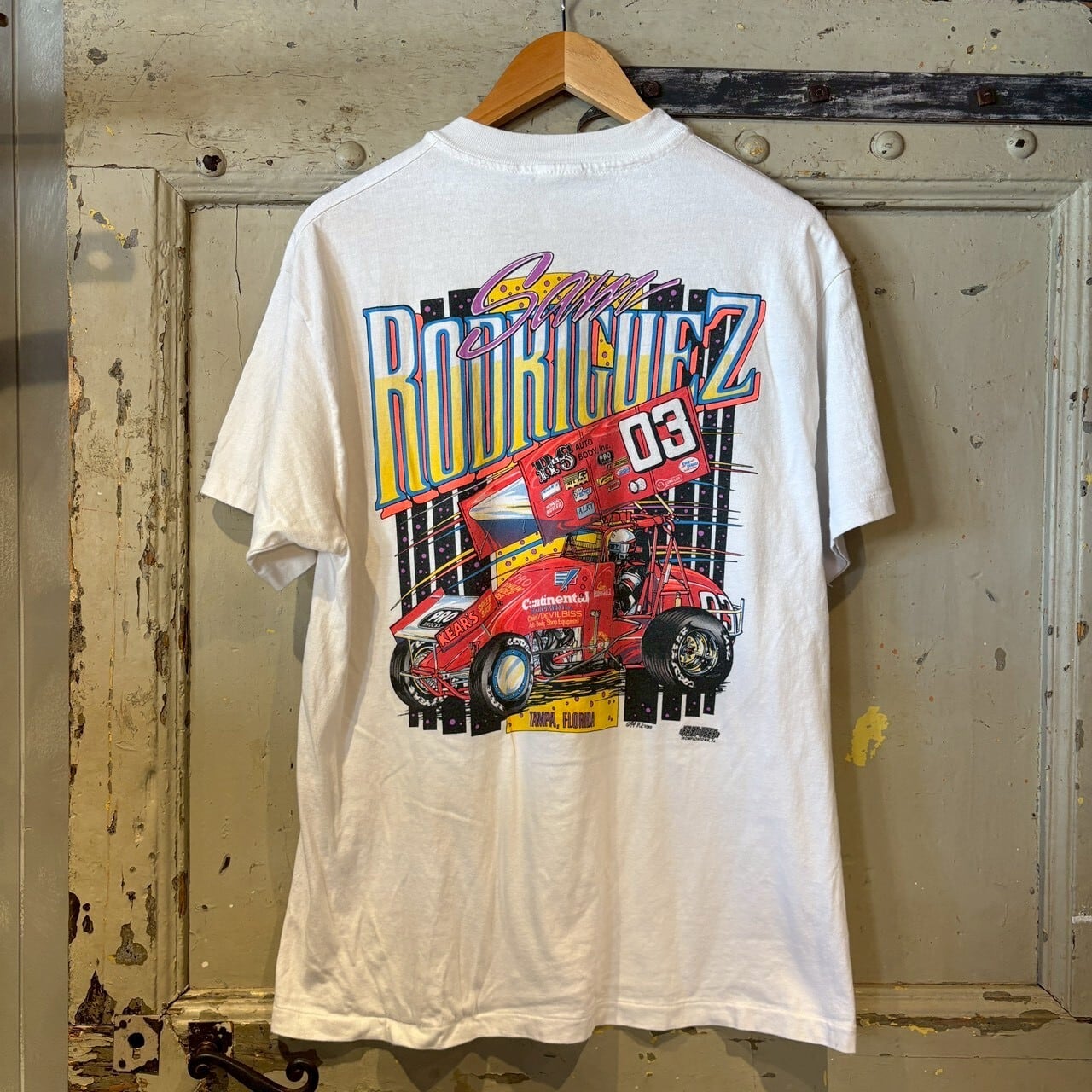 90's USA製 Hanes レーシング モーターカルチャー Tシャツ 白